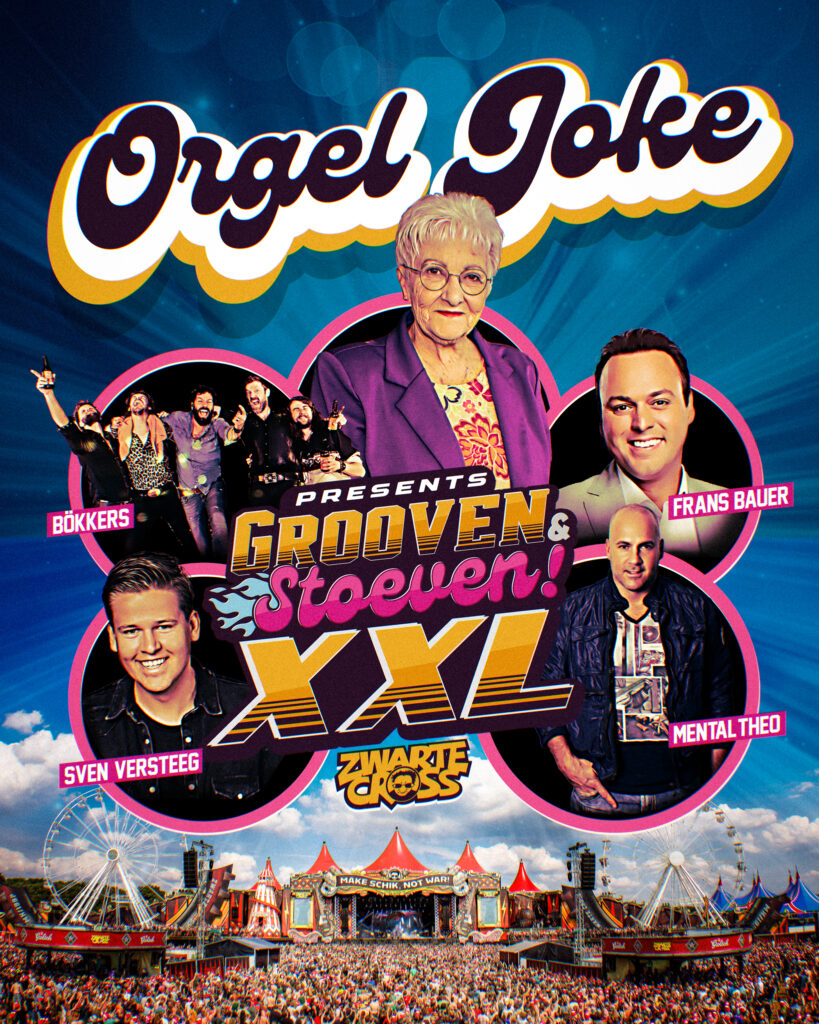 Orgel Joke staat op het hoofdpodium van de Zwarte Cross