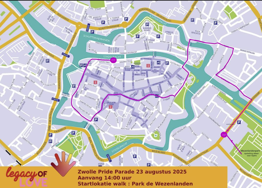 Route Pride Parade / Pride Walk Zwolle Pride