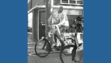 De verdachte die in de Lijsterbesstraat in Zwolle een fiets wegnam, vastgelegd door een beveiligingscamera.